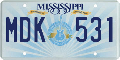 MS license plate MDK531