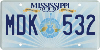 MS license plate MDK532