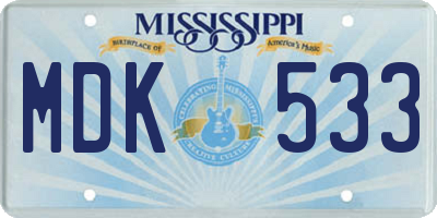 MS license plate MDK533