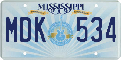 MS license plate MDK534