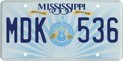 MS license plate MDK536