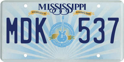 MS license plate MDK537