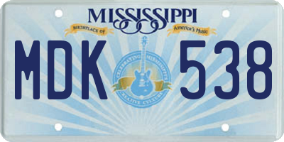 MS license plate MDK538