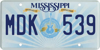 MS license plate MDK539