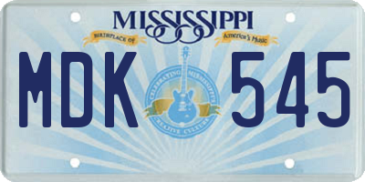 MS license plate MDK545