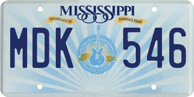 MS license plate MDK546