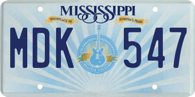 MS license plate MDK547