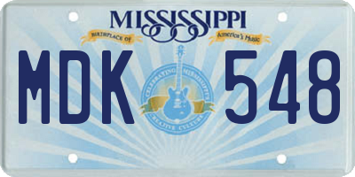 MS license plate MDK548