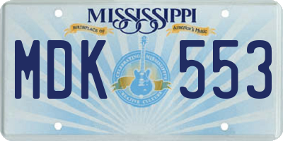 MS license plate MDK553