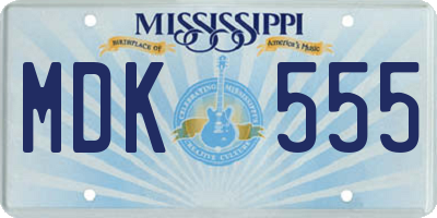 MS license plate MDK555