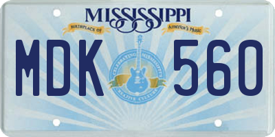 MS license plate MDK560
