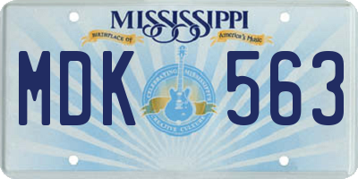 MS license plate MDK563