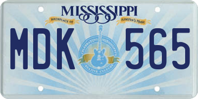 MS license plate MDK565