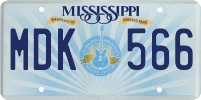 MS license plate MDK566