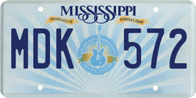 MS license plate MDK572