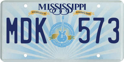 MS license plate MDK573