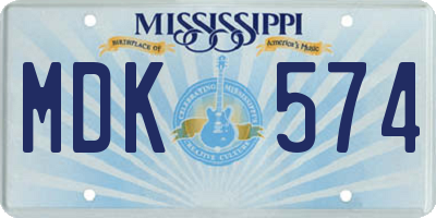 MS license plate MDK574
