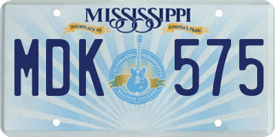 MS license plate MDK575