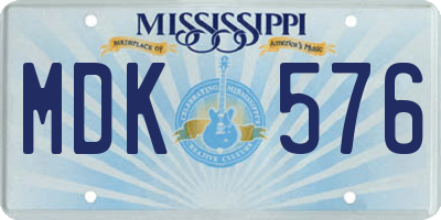 MS license plate MDK576