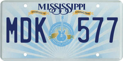 MS license plate MDK577