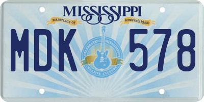 MS license plate MDK578
