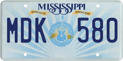 MS license plate MDK580