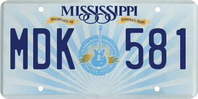 MS license plate MDK581