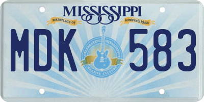 MS license plate MDK583
