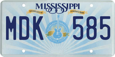 MS license plate MDK585