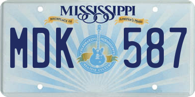 MS license plate MDK587