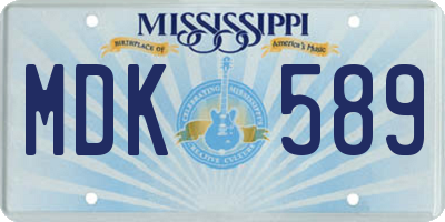 MS license plate MDK589