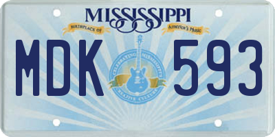 MS license plate MDK593