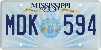 MS license plate MDK594