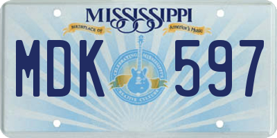 MS license plate MDK597