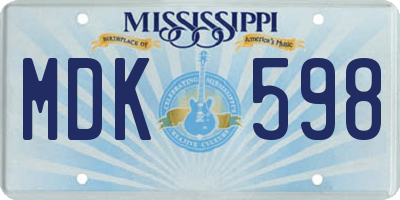 MS license plate MDK598