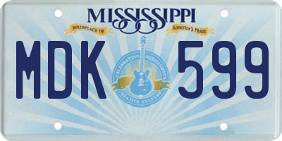 MS license plate MDK599