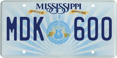 MS license plate MDK600