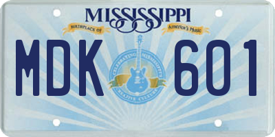 MS license plate MDK601