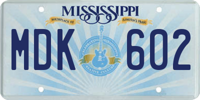 MS license plate MDK602