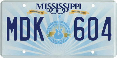 MS license plate MDK604