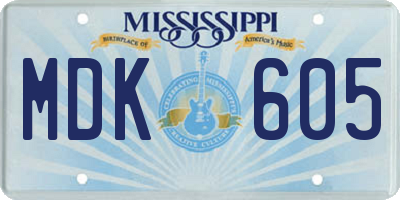 MS license plate MDK605