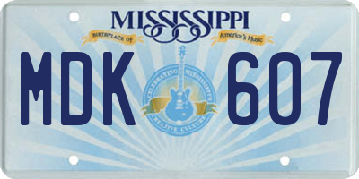 MS license plate MDK607