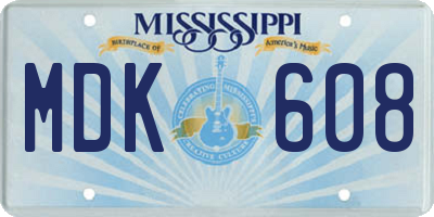 MS license plate MDK608