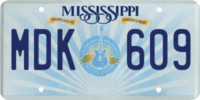 MS license plate MDK609