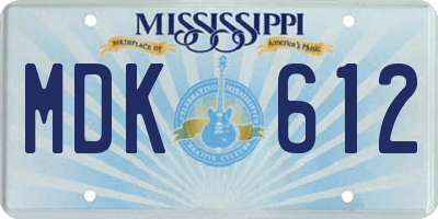 MS license plate MDK612