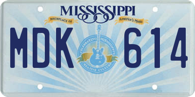 MS license plate MDK614