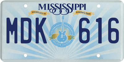 MS license plate MDK616
