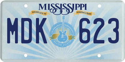 MS license plate MDK623