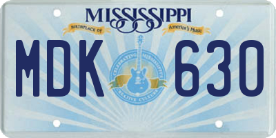 MS license plate MDK630