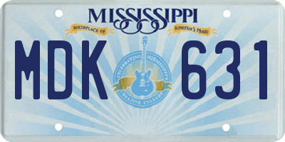 MS license plate MDK631